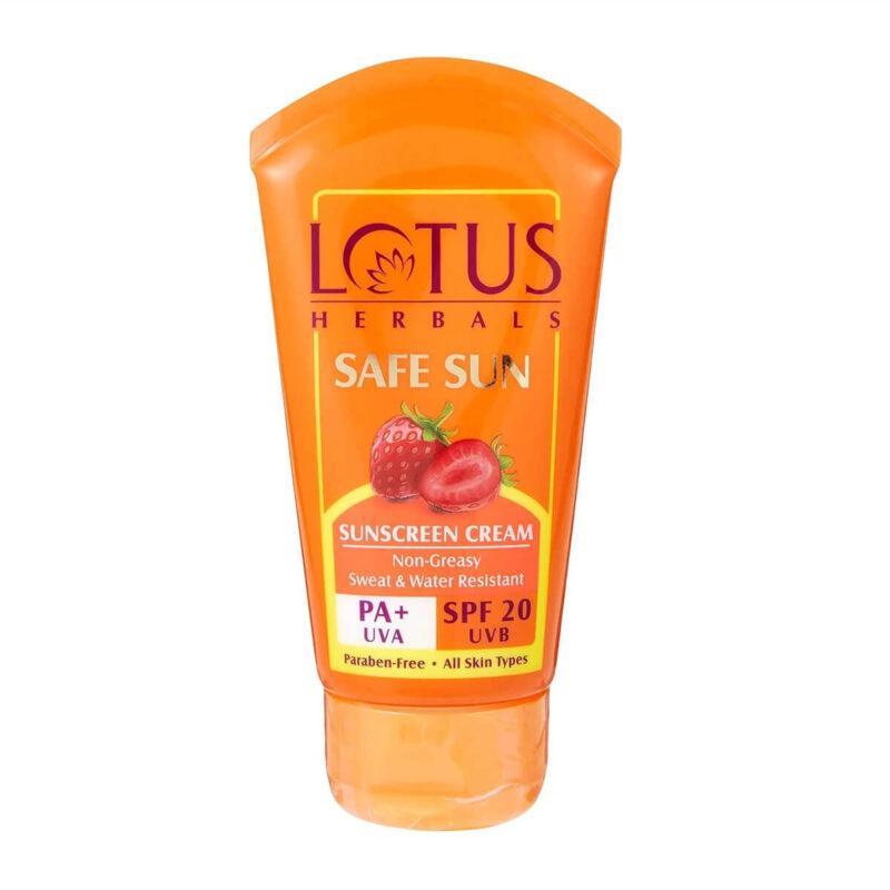 Lotus Herbals Safe Sun Sunscreen Cream Non-Greasy, Sweat & Water Resistant, SPF 20 PA +